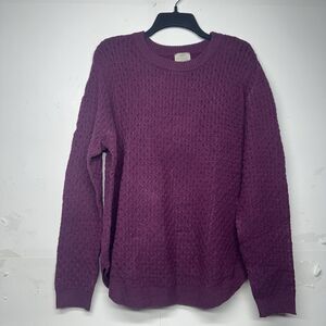 St. John's Bay sweater women's large petite Crewneck Purple Cable Knit NWT